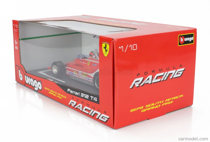 Bburago Ferrari F1  312t4 N 12 Winner South Africa Gp Kyalami (with Pilot) 1979 Gilles Villeneuve 1:18 Red