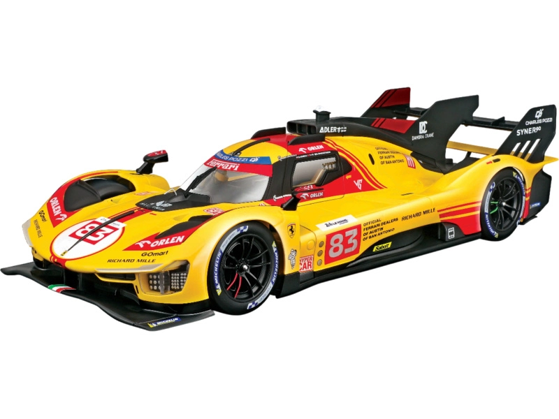 Bburago Ferrari 499p 3.0l Turbo V6 Team Af Corse N 83 24h Le Mans 2024 Robert Kubica – Robert Shwartzman – Yifei Ye – With Showcase 1:43 žltá červená