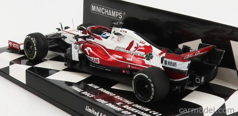 Minichamps Alfa romeo F1 C41 Team Orlen Racing N 7 Posledné preteky Abu Dhabi GP 2021 Kimi Raikkonen 1:43 Biela červená met.
