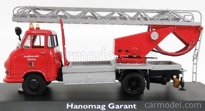 Schuco Hanomag Garant Fire Engine With Scala - Fw Drehleiter 1:43 Červená Stříbrná