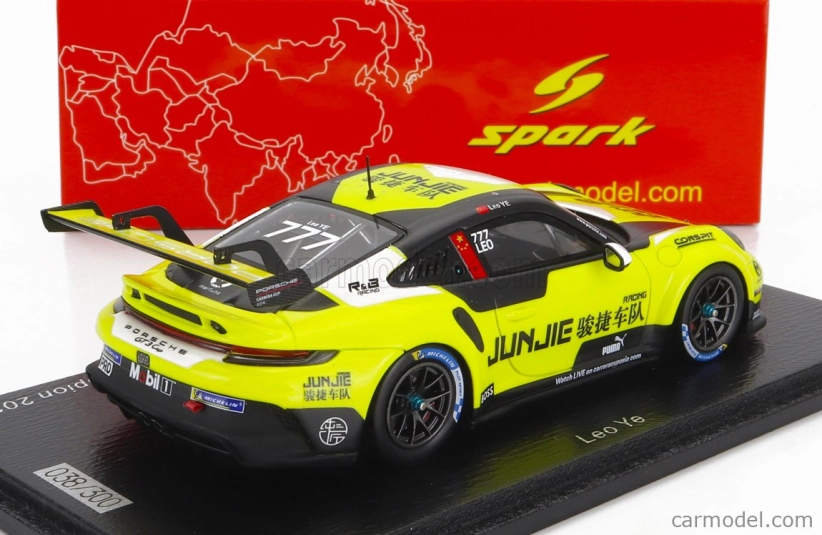 Spark-model Porsche 911 991-2 Gt3 Team Jungig N 777 Champion Asia Porsche Carrera Cup Season 2022 L.ye 1:43 Žlutá Černá