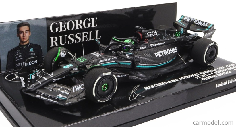 Minichamps Mercedes gp F1 W14 Team Mercedes-amg Petronas Formula One N 63 7th Bahrain Gp 2023 George Russel 1:43 Matt Black