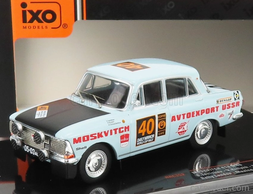Ixo-models Moskvitch 412 N 40 Rally London - Mexico 1970 1:43, světle modrá