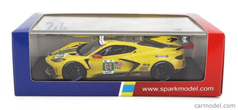 Spark-model Chevrolet Corvette C8.r 5.5l V8 Team Corvette Racing N 64 24h Le Mans 2022 T.milner - N.tandy - A.sims 1:43 Yellow