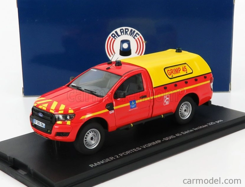 Alarme Ford usa Ranger Pick-up Uzavretý Sdis 45 Sapeurs Pompiers 2017 1:43 ČERVENÁ ŽLTÁ BIELA