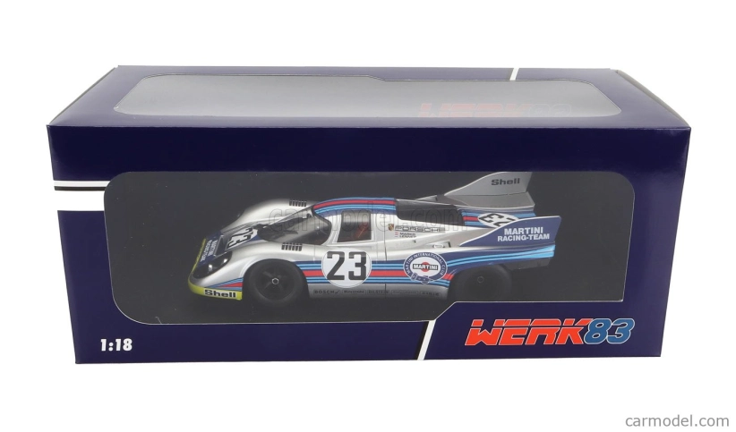 Werk83 Porsche 917k 4.9l Team Martini Racing N 23 1000km Spa 1971 Helmut Marko - Gijs Van Lennep 1:18 Stříbrná Červená Modrá Žlutá
