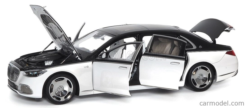 Almost-real Mercedes benz S-class S600 V12 Biturbo Maybach 2021 1:18 Bílá Černá