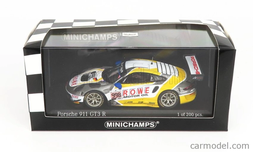 Minichamps Porsche 911 991-2 Gt3 R Team Rowe Racing N 998 2nd 24h Spa 2019 F.makowiecki - P.pilet - N.tandy 1:43 Sivá Biela Žltá