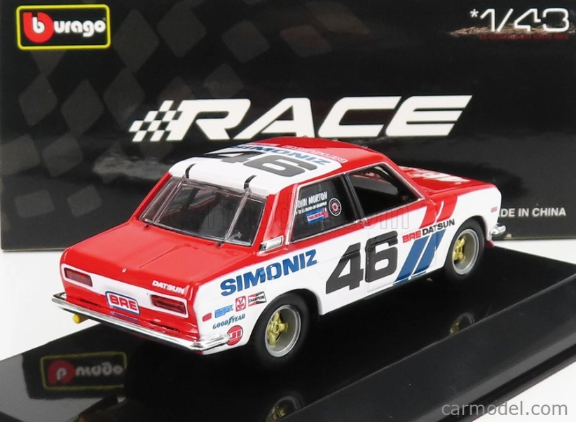 Bburago Datsun 510 Bre N 46 Racing 1972 1:43 Bílá Modrá Červená