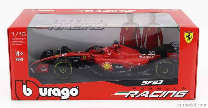 Bburago Ferrari F1 Sf-23 Team Scuderia Ferrari N 16 2023 Charles Leclerc 1:18, červená