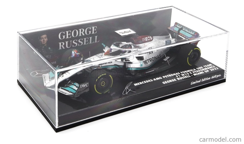 Minichamps Mercedes gp F1 W13e Team Mercedes-amg Petronas F1 N 63 3. Miami Gp 2022 George Russel 1:43 Silver Green