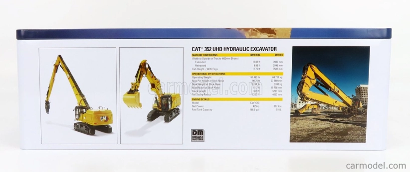 Dm-models Caterpillar Cat352 Escavatore Cingolato - Ultra High Demolition Hydraulic Excavator 1:50 Yellow Black