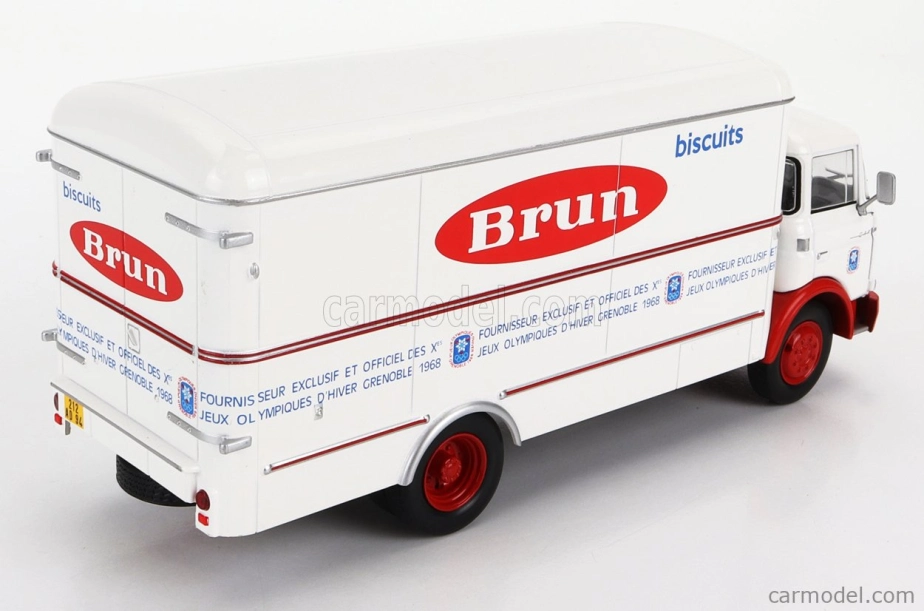 ROZBALENÉ – Edicola Berliet Gak Truck Biscuit Brun 2-osi 1959 1:43 Biela Červená