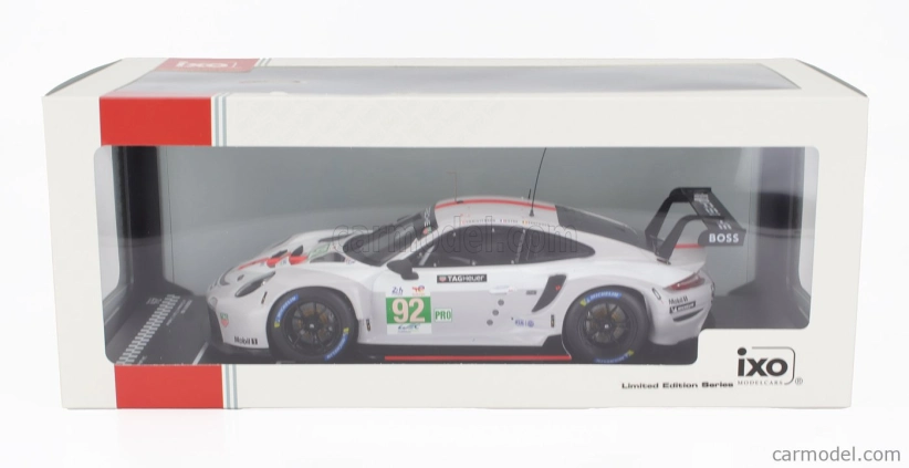 Ixo-models Porsche 911 991-2 Rsr-19 4.2l Team Porsche Gt N 92 24h Le Mans 2022 Michael Christensen - Kevin Estre - Laurens Vanthoor 1:18 Bílá Šedá Červená