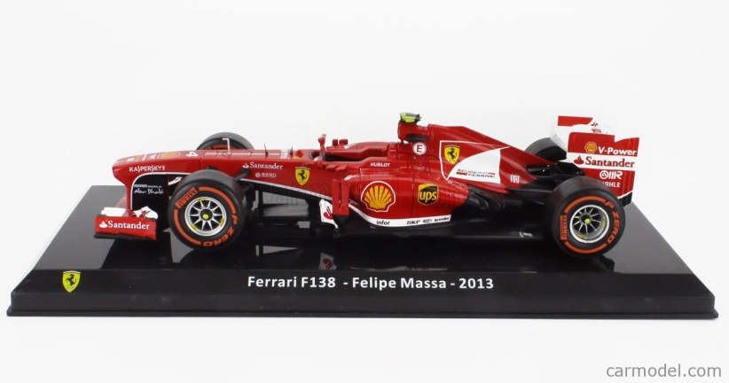 Edicola Ferrari F1  F138 N 4 Season 2013 Felipe Massa - Con Vetrina - With Showcase 1:24 F-1 Červená S Bílou