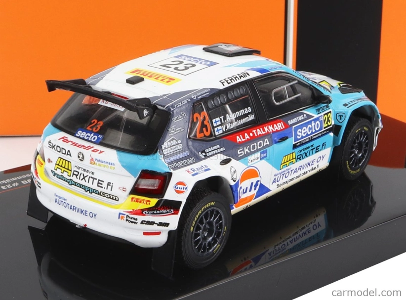 Ixo-models Škoda Fabia Rally2 Evo N 23 Rally Finland 2022 T.asunmaa - V.mannisenmaki 1:43 Svetlo modrá biela