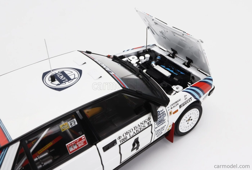 Kyosho Lancia Delta Hf Integrale 4wd Team Lancia  N 4 Winner Rally 1000 Lakes 1987 Markku Alen - Ilkka Kivimaki 1:18 Bílá Červená Modrá