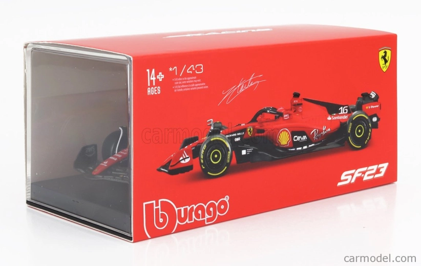 Bburago Ferrari F1 Sf-23 Team Scuderia Ferrari N 16 1:43, červená