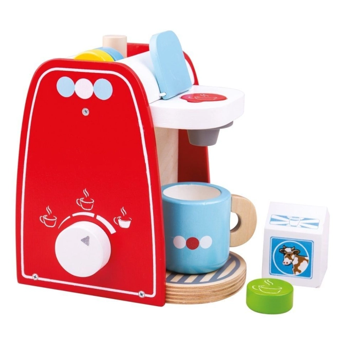 Bigjigs Toys Drevený kávovar červený – poškodený obal