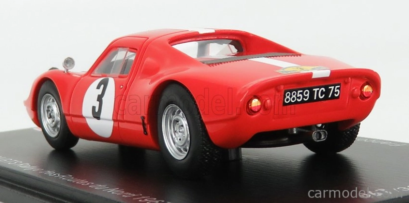 Spark-model Porsche 904 Gts N 3 Rally Des Routes Du Nord 1966 F.dumousseau - M.roques 1:43 Červená biela