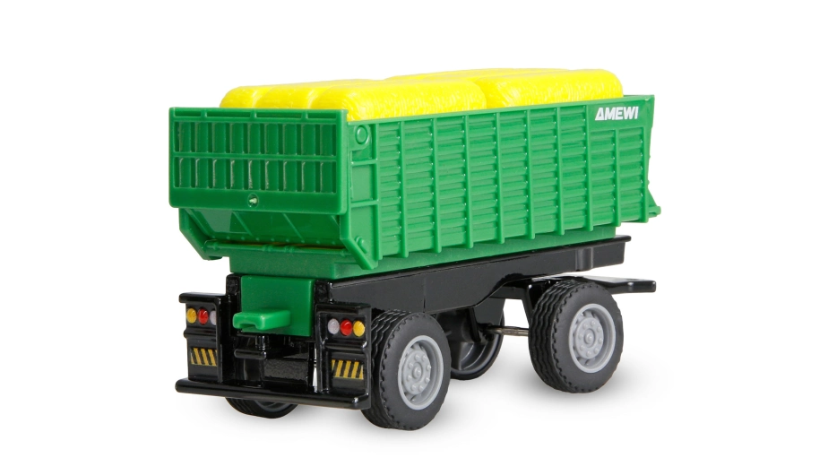 Kovový RC traktor s prívesom 1:64 RTR zelený, 3 rýchlostné stupne, LED svetlá