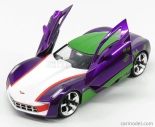 Jada Chevrolet Corvette Stingray s figúrkou Jokera 2009 1:24 fialovo zelená biela