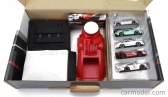 Majorette Porsche Set Area Service Canopy + Podio Podium + Lanciatore + 5x Porsche 1:64 Různé