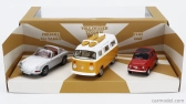 Norev Porsche Set 3x Jet-car 911 Targa Spider 1969 - Fiat 500 1965 - Volkswagen T2b Camper Van 1962 1:43 Rôzne