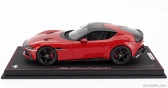 Bbr-models Ferrari 12cilindri V12 830cv Panoramic Roof 2024 - Matt Black Rims - Con Vetrina - With Showcase 1:18 Rosso Corsa - Červená