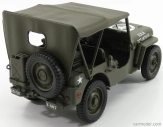 Welly Jeep Willys 1/4 Mb Usa Army Soft-top Closed 1945 1:18 Military Green