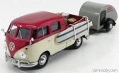 Motor-max Volkswagen T1 Type 2 Double Cabine With Trailer 1962 1:24 Červený Krém
