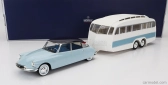 Norev Citroen Ds19 s Roulotte 1960 1:18 modrá biela