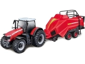 Bburago Massey Ferguson 8740S s doplnkami (darčekové balenie)