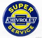 Edicola Príslušenstvo Kovová okrúhla tabuľka - Chevrolet Super Service 1:1 žlto-modrá