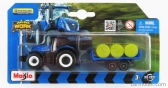 Maisto New holland T7-315 Tractor With Trailer 2018 1:64 Modrá Zelená