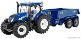 Britský traktor New holland T6.175 s prívesom Nc 2020 1:32 modrý