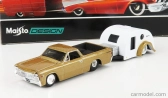 Maisto Chevrolet El Camino Pick-up With Trailer Roulotte 1967 1:64 zlato-biela