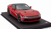 Bbr-models Ferrari 12cilindri V12 830cv Panoramic Roof 2024 - Matt Black Rims - Con Vetrina - With Showcase 1:18 Rosso Corsa - Červená