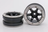 Kovové Beadlock CNC disky 1,9 PT Wave Black/Silver, 2 ks