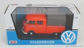 Motor-max Volkswagen T1 Pick-up Double Cabine Spazzaneve - Snowplow 1962 1:24 Orange
