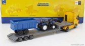 Newray Iveco fiat Stralis 540 Truck Pianale 2009 With New Holland T6.175 Tractor + Trailer 1:43 Žlutá Modrá Černá