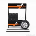 Ixo-models Príslušenstvo Cavalletto Supporto 4x Pneumatici Saab - Kovový nosič so 4x pneumatikami 1:18 Silver Black