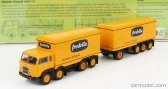 Brekina plast Fiat 690 Truck Millepiedi 4-assi Fredella La Pasta Di Foggia 1961 1:87 žltá čierna