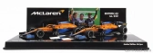 Minichamps Mclaren F1 Set 2x Coffret Mcl35l Mercedes M12 Eq Power+ Team Mclaren N 3 Winner Italy Gp 2021 Daniel Ricciardo + N 4 2nd Italy Gp 2021 Lando Norris 1:43 Orange Light Blue