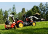 FALK – Šliapací traktor Farm Lander s nakladačom, rýpadlom a vlečkou červený