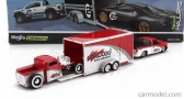 Maisto Chevrolet 454 Ss Pick-up With Trailer Car Transporter + Pick-up 1936 1:64 biela červená
