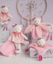 Doudou Dárková - plyšový usínáček růžová kočka 20 cm