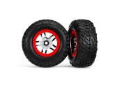 Traxxas koleso 2.2/3.0", disk SCT Split-Spoke strieborno-červený, pneu SCT (2)