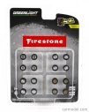 Greenlight Accessories Set 16x Wheels And Rims Firestone 1:64 Černá Stříbrná