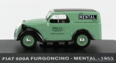 Edicola Fiat 500a Furgoncino Van Mental 1953 1:43 svetlozelená čierna